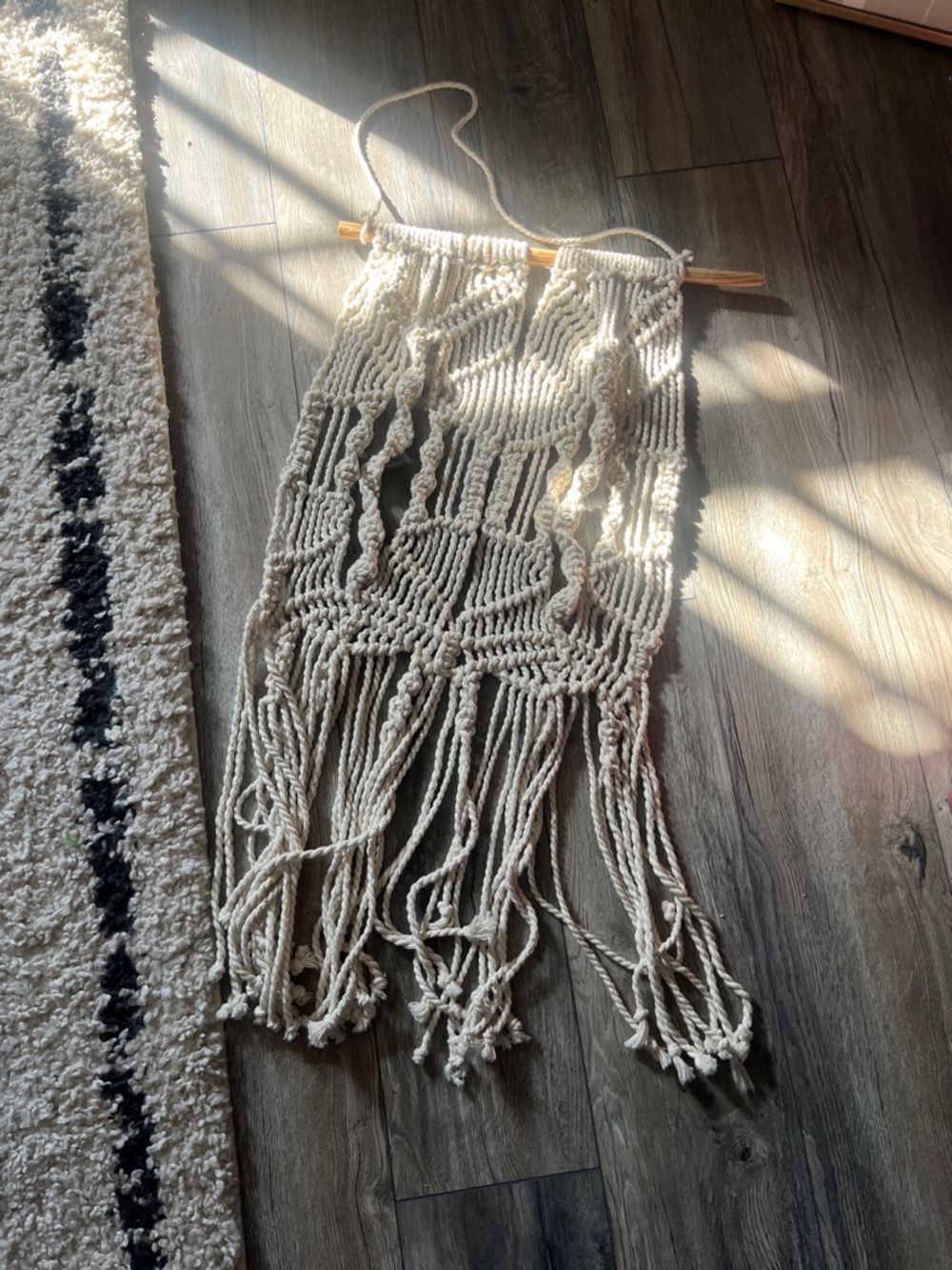 Handmade Macramé Wall Hanging - Cream Cotton Fringe